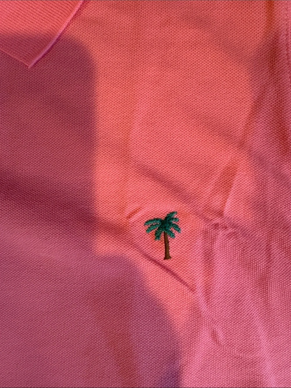 J. Crew womensSleeveless Polo in Bright Pink with Palm Tree Embroidery